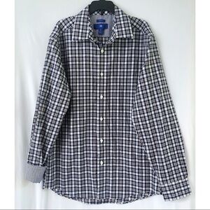 Egara Plaid Dress Shirt Contrast Flip Cuffs Sz Med